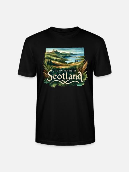Jeg vil hellere være i Skotland ferie vacationist - Stanley Stella CRAFTER unisex økologisk-T-shirt - sort