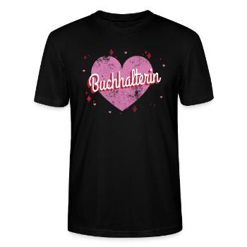 Buchhaltung herzliche Geschenkidee für - Stanley/Stella Unisex Bio-T-Shirt CRAFTER - Schwarz - Vorne - Alina (178cm) & Michal (187cm)