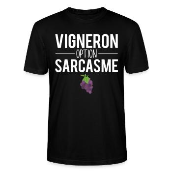 Cadeau vigneron vigne métier vin - T-shirt bio CRAFTER Stanley Stella Unisexe - noir - Devant - Alina (178cm) & Michal (187cm)