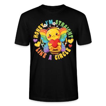 Süße Biene Regenbogen LGBTQ Community Retro 80s - Stanley/Stella Unisex Bio-T-Shirt CRAFTER - Schwarz - Vorne - Alina (178cm) & Michal (187cm)