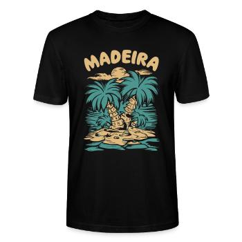 Portugal Madère - T-shirt bio CRAFTER Stanley Stella Unisexe - noir - Devant - Alina (178cm) & Michal (187cm)
