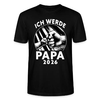 Ich werde Papa 2026 - Stanley/Stella Unisex Bio-T-Shirt CRAFTER - Schwarz - Vorne - Alina (178cm) & Michal (187cm)