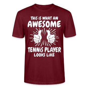 Joueur de tennis - T-shirt bio CRAFTER Stanley Stella Unisexe - bordeaux - Devant - Alina (178cm) & Michal (187cm)