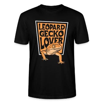Gecko léopard amoureux Gekkota lézard à crête - T-shirt bio CRAFTER Stanley Stella Unisexe - noir - Devant - Alina (178cm) & Michal (187cm)