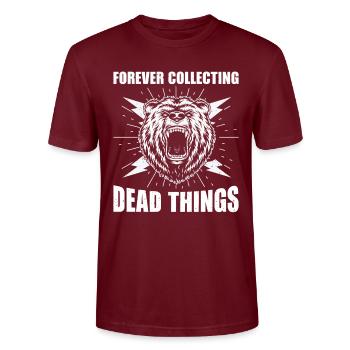 Taxidermy Hunting Trophy - Collect Dead Animals - Stanley/Stella CRAFTER Unisex Organic T-Shirt - burgundy - Front - Alina (178cm) & Michal (187cm)