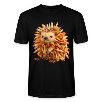 Igel Pommes - Stanley/Stella Unisex Bio-T-Shirt CRAFTER - Schwarz - Vorne - Alina (178cm) & Michal (187cm)