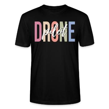 RC Airplane Drone Quadcopter - Stanley/Stella CRAFTER Unisex Organic T-Shirt - black - Front - Alina (178cm) & Michal (187cm)