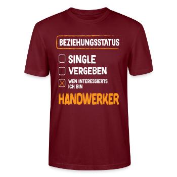 Handwerker Beziehungsstatus - Stanley/Stella Unisex Bio-T-Shirt CRAFTER - Burgunderrot - Vorne - Alina (178cm) & Michal (187cm)