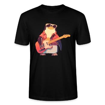 Penguin E-Gitarre Rockmusik Niedlich - Stanley/Stella Unisex Bio-T-Shirt CRAFTER - Schwarz - Vorne - Alina (178cm) & Michal (187cm)