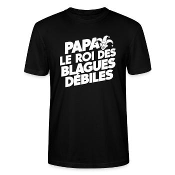 Papa Der König der dummen Witze Geschenk Humor - Stanley/Stella Unisex Bio-T-Shirt CRAFTER - Schwarz - Vorne - Alina (178cm) & Michal (187cm)