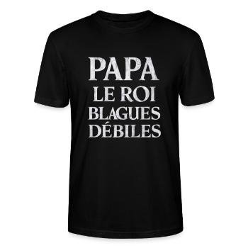 Papa Der König der dummen Witze Geschenk Humor - Stanley/Stella Unisex Bio-T-Shirt CRAFTER - Schwarz - Vorne - Alina (178cm) & Michal (187cm)