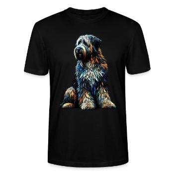 Polygon Art Briard Briards - Stanley/Stella Unisex Bio-T-Shirt CRAFTER - Schwarz - Vorne - Alina (178cm) & Michal (187cm)