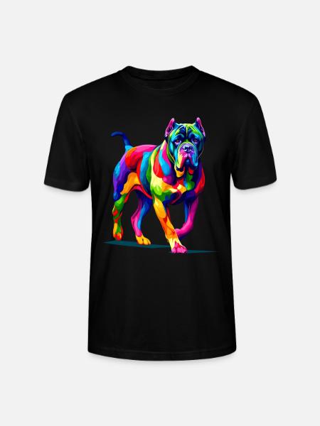 Färgglada popkonstkäpp Corso italiensk mastiff - Ekologisk T-shirt CRAFTER unisex från Stanley/Stella - svart
