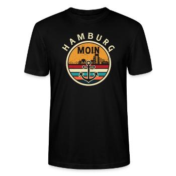 LOVE Hamburg Stadt Urlaub-Reisen - Stanley/Stella Unisex Bio-T-Shirt CRAFTER - Schwarz - Vorne - Alina (178cm) & Michal (187cm)