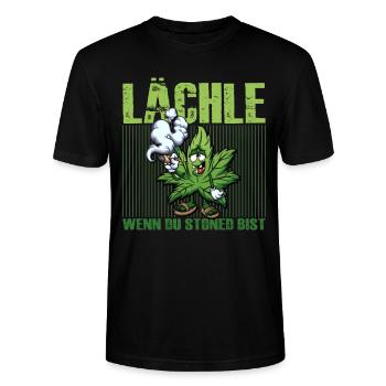 Lächle Wenn Du Stoned Bist Cannabis Kiffer Hanf - Stanley/Stella Unisex Bio-T-Shirt CRAFTER - Schwarz - Vorne - Alina (178cm) & Michal (187cm)