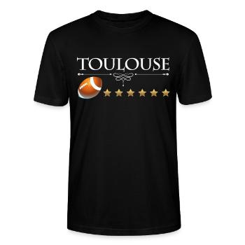 Rugby Toulouse Homme Femme Enfant Fierté 6 Etoiles - T-shirt bio CRAFTER Stanley Stella Unisexe - noir - Devant - Alina (178cm) & Michal (187cm)