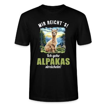 Alpaca Alpakas Alpaka - Stanley/Stella Unisex Bio-T-Shirt CRAFTER - Schwarz - Vorne - Alina (178cm) & Michal (187cm)