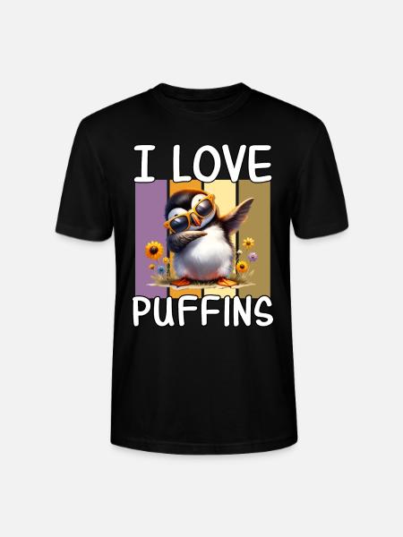 I love puffins - Stanley/Stella CRAFTER Unisex Organic T-Shirt - black
