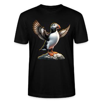 Papageientaucher Papageitaucher - Stanley/Stella Unisex Bio-T-Shirt CRAFTER - Schwarz - Vorne - Alina (178cm) & Michal (187cm)