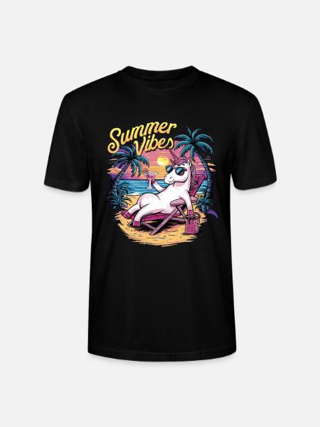 Summer vibes Einhorn - Stanley/Stella Unisex Bio-T-Shirt CRAFTER - Schwarz