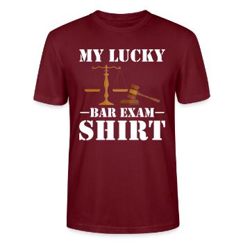 Law student bar exam - Stanley/Stella CRAFTER Unisex Organic T-Shirt - burgundy - Front - Alina (178cm) & Michal (187cm)