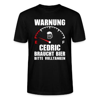 Cedric braucht Bier Bitte volltanken - Stanley/Stella Unisex Bio-T-Shirt CRAFTER - Schwarz - Vorne - Alina (178cm) & Michal (187cm)