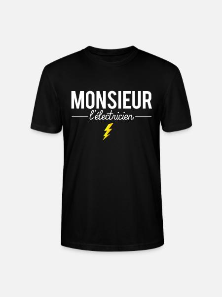 Monsieur l'électricien cadeau électricien humour - T-shirt bio CRAFTER Stanley Stella Unisexe - noir