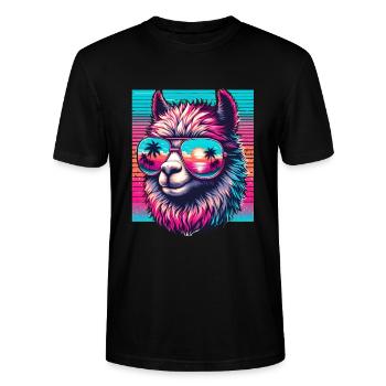 Lama d'été avec des lunettes de soleil cadeau - T-shirt bio CRAFTER Stanley Stella Unisexe - noir - Devant - Alina (178cm) & Michal (187cm)