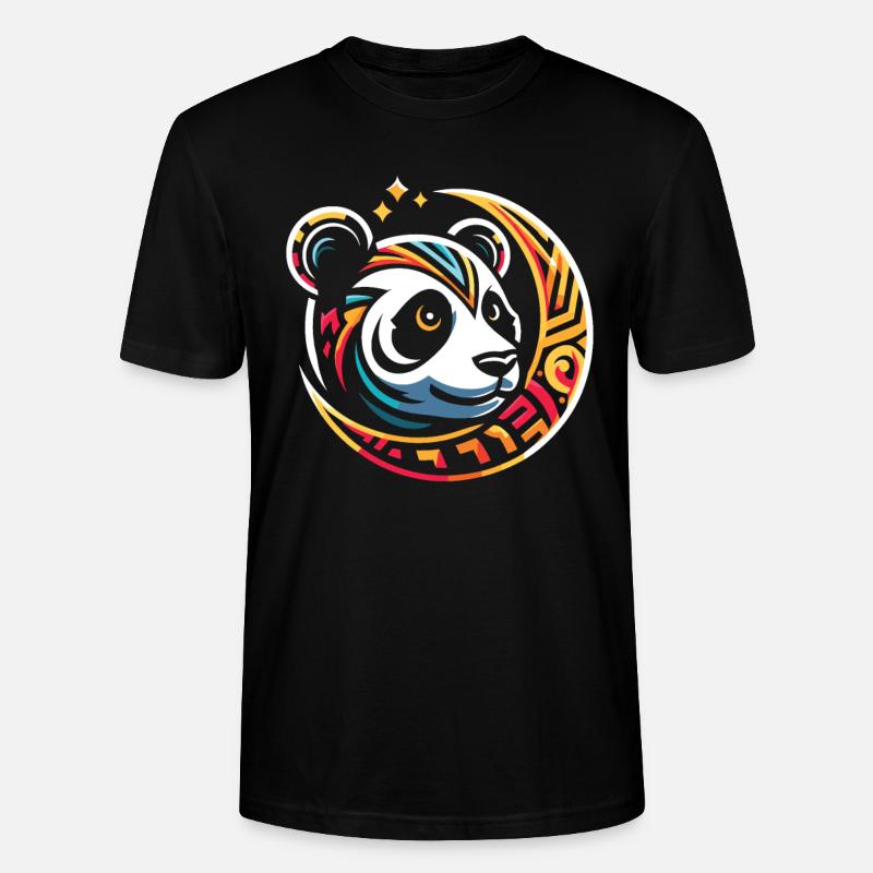 Großer Panda Pandabär Moon Phases - Stanley/Stella Unisex Bio-T-Shirt CRAFTER - Schwarz