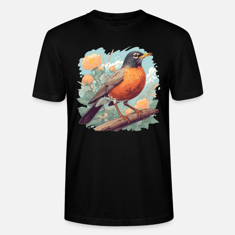 Robin Rotkehlchen - T-shirt bio CRAFTER Stanley Stella Unisexe - noir