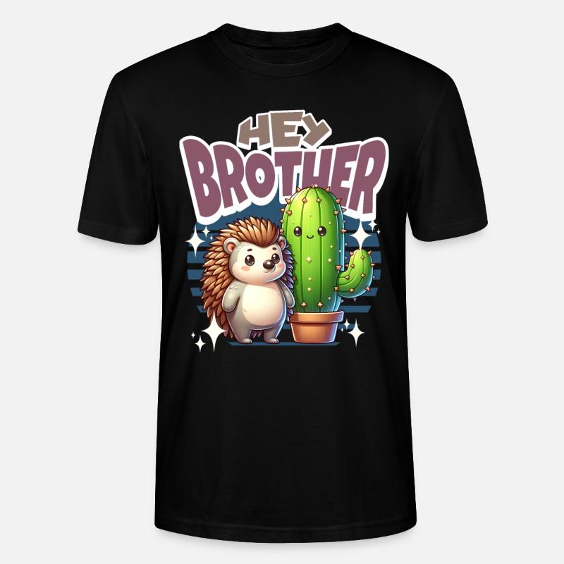Cactus hérisson Hey Brother - T-shirt bio CRAFTER Stanley Stella Unisexe - noir