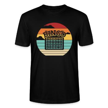 Retro Professional Caller Daubers Bingo Lover - Stanley/Stella CRAFTER Unisex Organic T-Shirt - black - Front - Alina (178cm) & Michal (187cm)