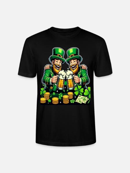 Toasting Leprechaun (Irish Leprechaun)s - Stanley/Stella CRAFTER Unisex Organic T-Shirt - black
