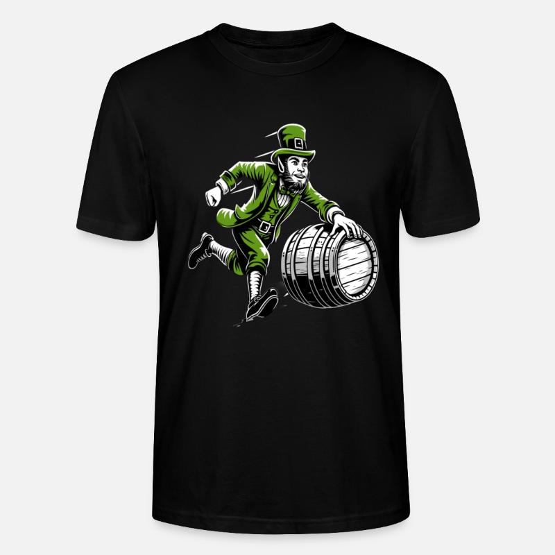 Fassschiebender Leprechaun (Irischer Kobold) - Stanley/Stella Unisex Bio-T-Shirt CRAFTER - Schwarz