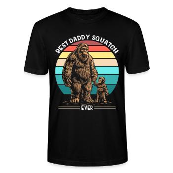 Best Daddy Squatch Ever - Stanley/Stella Unisex Bio-T-Shirt CRAFTER - Schwarz - Vorne - Alina (178cm) & Michal (187cm)