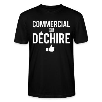 Commercial qui déchire meilleur commercial humour - T-shirt bio CRAFTER Stanley Stella Unisexe - noir - Devant - Alina (178cm) & Michal (187cm)