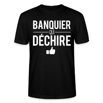 Banquier qui déchire meilleur banquier humour - T-shirt bio CRAFTER Stanley Stella Unisexe - noir - Devant - Alina (178cm) & Michal (187cm)
