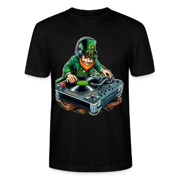 DJ Leprechaun (Leprechaun irlandais) - T-shirt bio CRAFTER Stanley Stella Unisexe - noir - Devant - Alina (178cm) & Michal (187cm)
