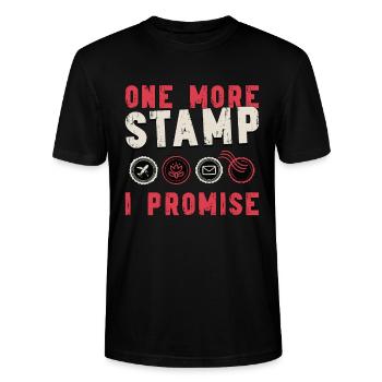 Stamp Collector One More Stamp I Promise Philately - Stanley/Stella CRAFTER Unisex Organic T-Shirt - black - Front - Alina (178cm) & Michal (187cm)