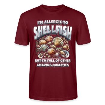 Seafood allergy - Stanley/Stella CRAFTER Unisex Organic T-Shirt - burgundy - Front - Alina (178cm) & Michal (187cm)