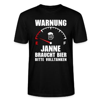 Janne braucht Bier Bitte volltanken - Stanley/Stella Unisex Bio-T-Shirt CRAFTER - Schwarz - Vorne - Alina (178cm) & Michal (187cm)