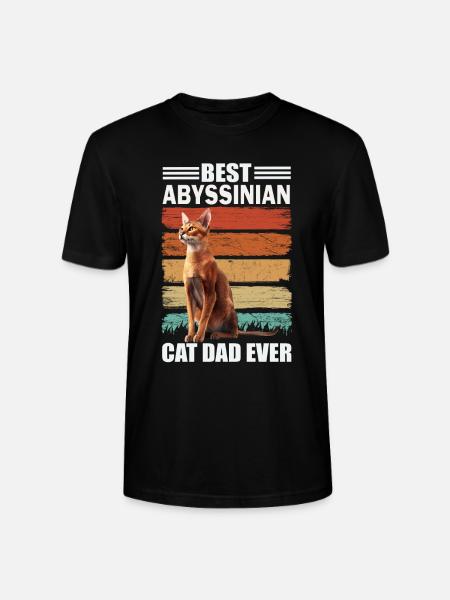 Abyssinian Papa Cat - Stanley/Stella CRAFTER Unisex Organic T-Shirt - black