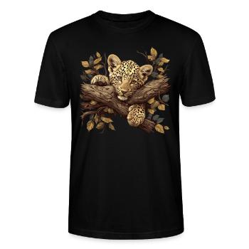 Leoparden Leopard - Stanley/Stella Unisex Bio-T-Shirt CRAFTER - Schwarz - Vorne - Alina (178cm) & Michal (187cm)