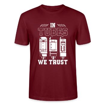 In tubes we trust - Vacuum tube - Stanley/Stella CRAFTER Unisex Organic T-Shirt - burgundy - Front - Alina (178cm) & Michal (187cm)