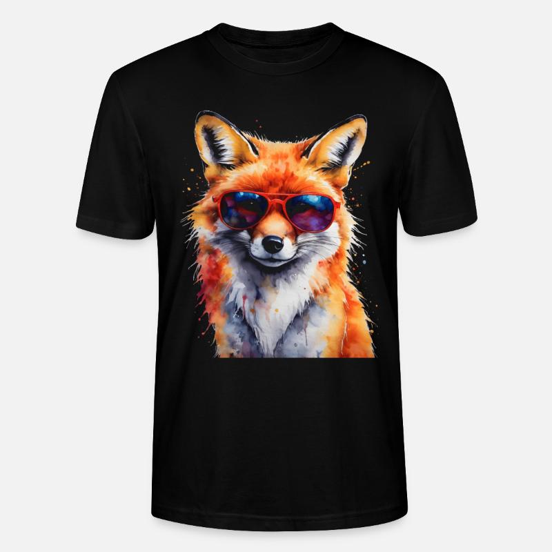 Fuchs Sonnenbrille Bunt Tier Design Print - Stanley/Stella Unisex Bio-T-Shirt CRAFTER - Schwarz