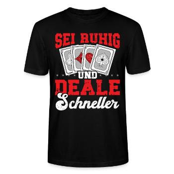 Cartes de poker Jeu de jetons de poker Joueurs de poker Jetons de poker - T-shirt bio CRAFTER Stanley Stella Unisexe - noir - Devant - Alina (178cm) & Michal (187cm)