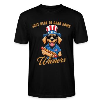 Schnapp Dir Ein Paar Wieners Retro Vintage Design - Stanley/Stella Unisex Bio-T-Shirt CRAFTER - Schwarz - Vorne - Alina (178cm) & Michal (187cm)