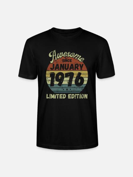 Awesome since January 1976 - Birthday - Stanley/Stella CRAFTER Unisex Organic T-Shirt - black