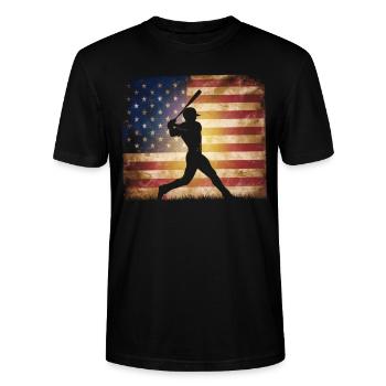 Baseball Hommes Femmes Enfants Joueur Lanceur Softball - T-shirt bio CRAFTER Stanley Stella Unisexe - noir - Devant - Alina (178cm) & Michal (187cm)