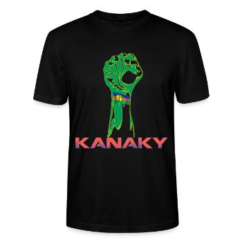 Kanaky Drapeau Nouvelle Calédonie Poing Levé - T-shirt bio CRAFTER Stanley Stella Unisexe - noir - Devant - Alina (178cm) & Michal (187cm)